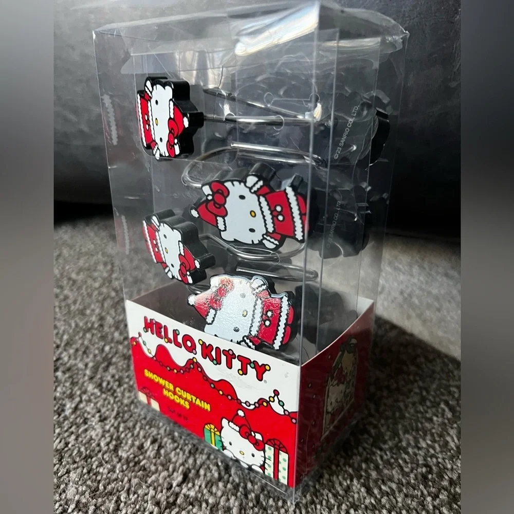 Hello Kitty Christmas Holiday Bathroom Shower Curtain Hooks
